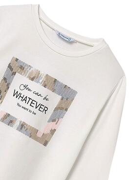 T-shirt Mayoral Whatever blanc pour fille