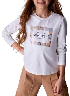 T-shirt Mayoral Whatever blanc pour fille