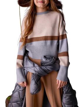 Maillot Mayoral à rayures métalliques pour fille