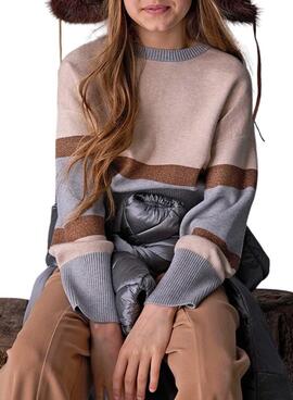 Maillot Mayoral à rayures métalliques pour fille