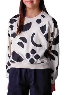 Sweat-shirt Mayoral avec motif géométrique noir et blanc pour fille