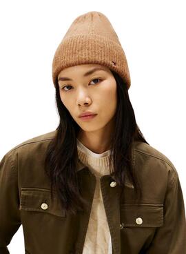 Bonnet en laine Tommy Hilfiger Fluffy beige pour femme