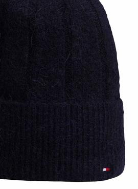 Bonnet en laine Tommy Hilfiger Fluffy bleu marine pour femme