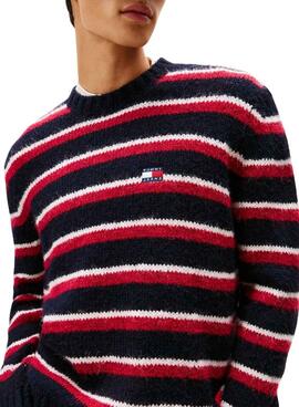 Maillot Tommy Jeans à rayures rouge et bleu pour homme