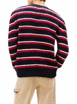 Maillot Tommy Jeans à rayures rouge et bleu pour homme