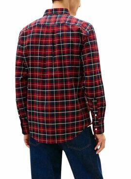 Chemise Tommy Hilfiger à carreaux rouges pour homme