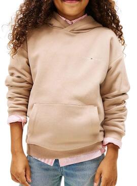 Sweat à capuche Tommy Hilfiger Mini Corp beige pour fille et garçon
