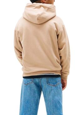 Sweat à capuche Tommy Hilfiger Mini Corp beige pour fille et garçon