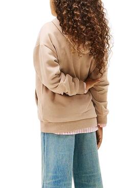 Sweat à capuche Tommy Hilfiger Mini Corp beige pour fille et garçon