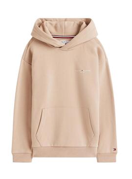 Sweat à capuche Tommy Hilfiger Mini Corp beige pour fille et garçon