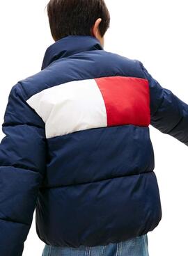 Veste matelassée Tommy Hilfiger Flag bleue marine pour garçons et filles