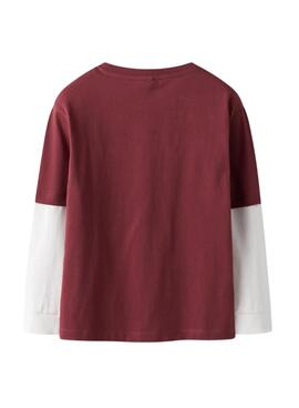 T-shirt Name It Robin grenat et blanc pour garçon