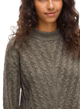 Maillot en maille côtelée Vila Virelli pour femme en couleur brun clair