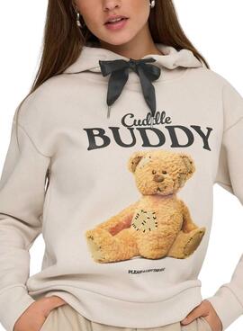 Sweat à capuche pour femme Only Ricky beige