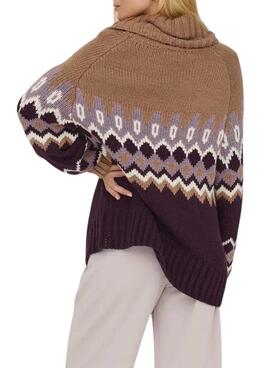 Maillot en Jacquard avec motif Only Rock en moutarde pour femme.