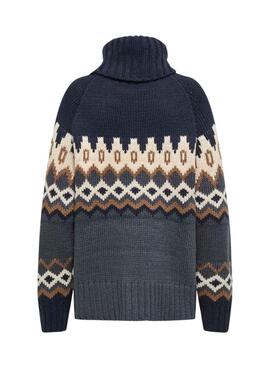 Maillot en jacquard bleu Jersey Only Rock pour femme.