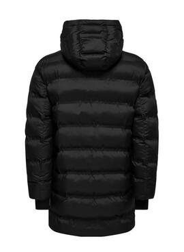 Manteau matelassé Only and Sons Union noir avec capuche pour homme