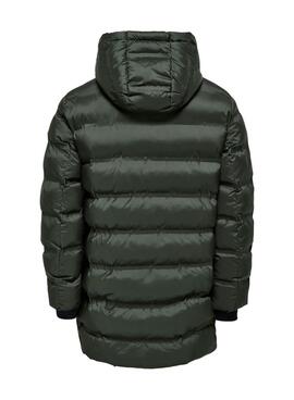 Manteau matelassé Only and Sons Union avec capuche verte pour homme