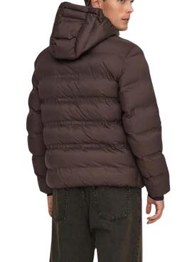 Veston matelassé à capuche marron pour homme Only and Sons Union