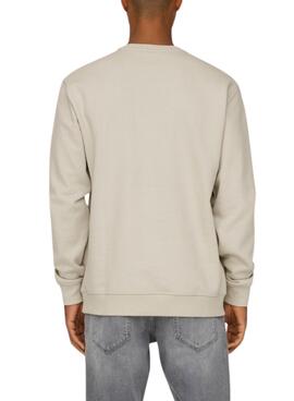 Sweatshirt Only and Sons Curated Crew beige pour homme