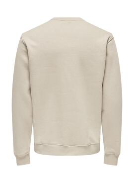 Sweatshirt Only and Sons Curated Crew beige pour homme