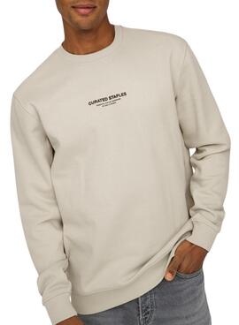 Sweatshirt Only and Sons Curated Crew beige pour homme