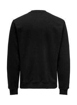 Sweatshirt Only and Sons Curated Crew noir pour homme.