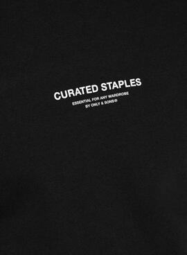 Sweatshirt Only and Sons Curated Crew noir pour homme.