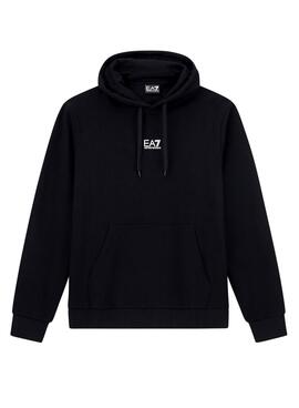 Sweat à capuche noir Emporio Armani EA7 avec logo pour homme
