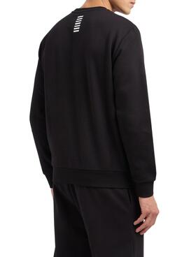 Sweatshirt Emporio Armani EA7 noir logo blanc pour homme