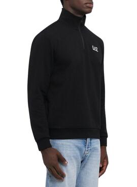 Sweatshirt Emporio Armani EA7 à col zippé noir pour homme