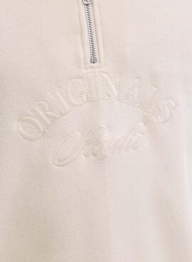 Sweat à capuche Jack and Jones Bleecker beige pour homme.