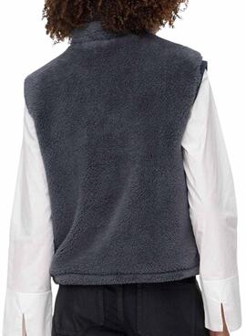 Gilet Only Bari Teddy gris pour femme