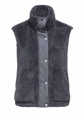 Gilet Only Bari Teddy gris pour femme