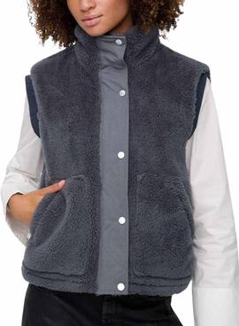 Gilet Only Bari Teddy gris pour femme