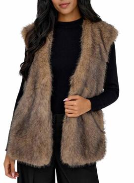 Veste en fausse fourrure brune Only Dawn pour femme