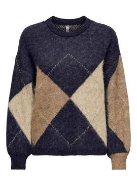 Maillot Only Noeme Jacquard marine pour femme