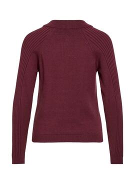 Maillot polo Vila Vidarja grenat pour femme