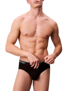 Pack 3 slips Calvin Klein Microfibre Stretch noir pour homme.