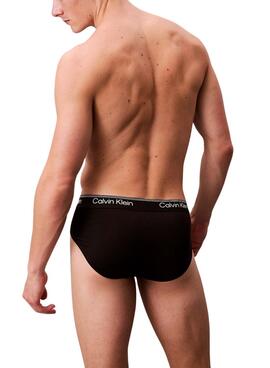 Pack 3 slips Calvin Klein Microfibre Stretch noir pour homme.