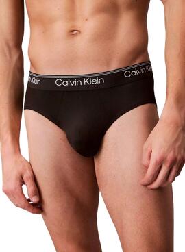 Pack 3 slips Calvin Klein Microfibre Stretch noir pour homme.