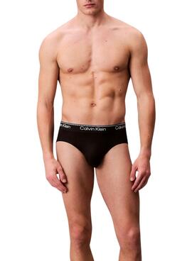Pack 3 slips Calvin Klein Microfibre Stretch noir pour homme.