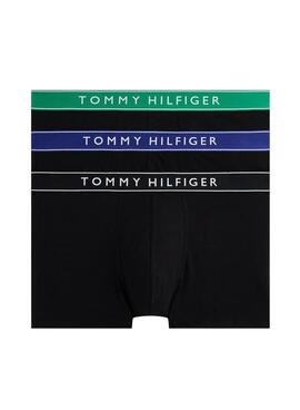 Lot de 3 caleçons Tommy Hilfiger Trunk noir avec une ceinture de couleur pour homme