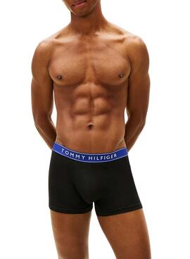 Lot de 3 caleçons Tommy Hilfiger Trunk noir avec une ceinture de couleur pour homme
