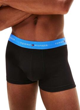 Ensemble de 3 caleçons Tommy Hilfiger Trunk Signature noirs pour homme.