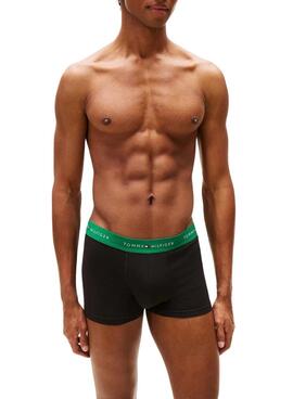 Ensemble de 3 caleçons Tommy Hilfiger Trunk Signature noirs pour homme.