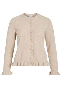 Veste Vila Vijacia beige à volants pour femme.