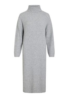 Robe Vila Vilassia en tricot col roulé gris pour femme