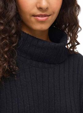 Robe en maille Vila Vilassia col roulé noire pour femme.