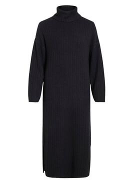 Robe en maille Vila Vilassia col roulé noire pour femme.